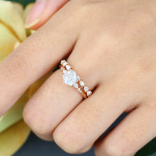 Rose Gold Hexagon Cut Moissanite Stackable Bridal Ring Set