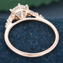 Rose Gold Hexagon Cut Moissanite Cluster Engagement Ring