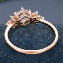 Rose Gold Hexagon Cut Moissanite Cluster Promise Engagement Ring
