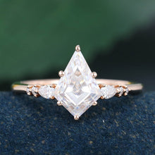 Rose Gold Kite Cut Moissanite Cluster Promise Engagement Ring