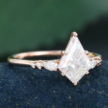 Rose Gold Kite Cut Moissanite Cluster Promise Engagement Ring