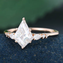 Rose Gold Kite Cut Moissanite Cluster Promise Engagement Ring