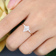 Rose Gold Kite Cut Moissanite Cluster Promise Engagement Ring