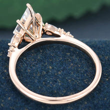 Rose Gold Kite Cut Moissanite Cluster Promise Engagement Ring