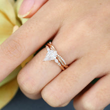 Rose Gold Kite Cut Moissanite Stackable Engagement Ring Set