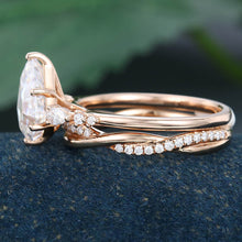 Rose Gold Kite Cut Moissanite Stackable Engagement Ring Set