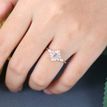 Rose Gold Long Hexagon Cut Moissanite Cluster Engagement Ring