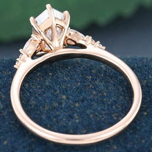 Rose Gold Long Hexagon Moissanite Cluster Engagement Ring