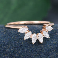 Rose Gold Marquise Cut Moissanite Curved Wedding Band