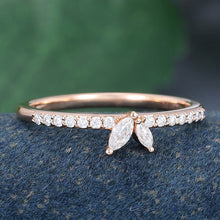 Rose Gold Marquise Cut Moissanite Stackable Anniversary Wedding Band