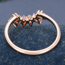 Rose Gold Marquise Cut Moissanite Curved Wedding Band