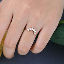 Rose Gold Marquise Cut Moissanite Curved Wedding Band