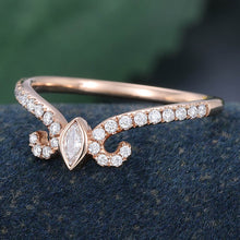 Rose Gold Marquise Cut Moissanite Anniversary Curved Wedding Band