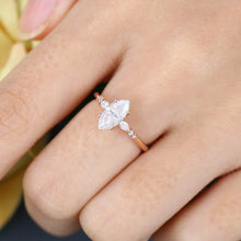 Rose Gold Marquise Cut Moissanite Cluster Engagement Ring