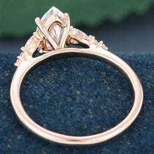 Rose Gold Marquise Cut Moissanite Cluster Engagement Ring