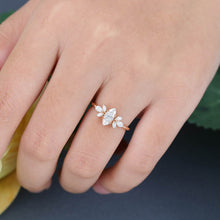 Rose Gold Marquise Cut Moissanite Cluster Promise Engagement Ring