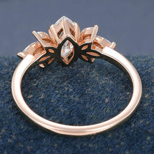 Rose Gold Marquise Cut Moissanite Cluster Promise Engagement Ring
