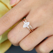 Rose Gold Marquise Cut Moissanite Unique  Bridal Ring Set