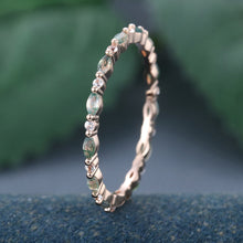 Rose Gold Marquise Cut Moss Agate Eternity Wedding Band