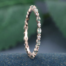 Rose Gold Marquise Cut Moss Agate Eternity Wedding Band