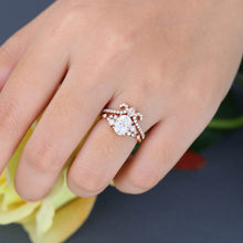 Rose Gold Oval Cut Moissanite Bridal Ring Set