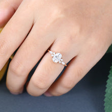 Rose Gold Oval Cut Moissanite Cluster Engagement Ring