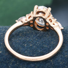 Rose Gold Oval Cut Moissanite Cluster Engagement Ring