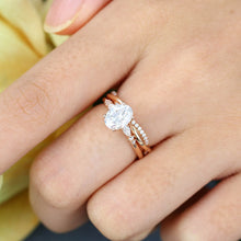 Rose Gold Oval Cut Moissanite Delicate Engagement Ring Set