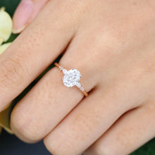 Rose Gold Oval Cut Moissanite Cluster Delicate Engagement Ring