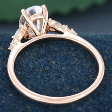 Rose Gold Oval Cut Moissanite Cluster Delicate Engagement Ring