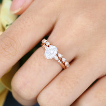 Rose Gold Oval Cut Moissanite Unique Engagement Ring Set