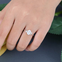 Rose Gold Oval Cut Moissanite Cluster Promise Engagement Ring
