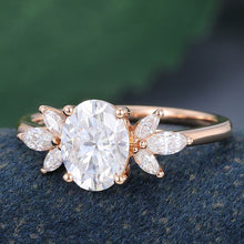 Rose Gold Oval Cut Moissanite Cluster Engagement Ring