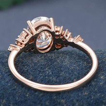 Rose Gold Oval Cut Moissanite Cluster Promise Engagement Ring