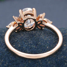 Rose Gold Oval Cut Moissanite Cluster Engagement Ring