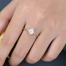 Rose Gold Oval Cut Moonstone Unique Vintage Anniversary Engagement Ring