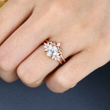 Rose Gold Pear Shape Moissanite Delicate Bridal Ring Set