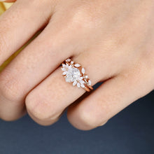 Rose Gold Pear Shape Moissanite Unique Bridal Engagement Ring Set