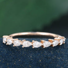 Rose Gold Pear Shaped Moissanite Anniversary Wedding Band