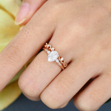 Rose Gold Pear Shaped Moissanite Delicate Bridal Ring Set