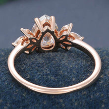 Rose Gold Pear Shaped Moissanite Cluster Promise Engagement Ring