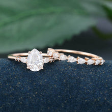 Rose Gold Pear Shaped Moissanite Stackable Engagement Ring Set