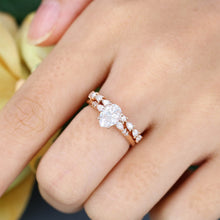Rose Gold Pear Shaped Moissanite Stackable Engagement Ring Set
