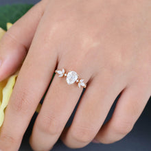 Rose Gold Pear Shaped Moissanite Unique Engagement Ring