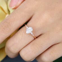 Rose Gold Pear Shaped Moissanite Cluster Delicate Engagement Ring