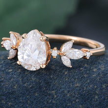 Rose Gold Pear Shaped Moissanite Unique Engagement Ring