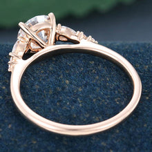 Rose Gold Pear Shaped Moissanite Cluster Delicate Engagement Ring