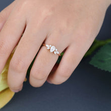 Rose Gold Pear Shaped Moissanite Cluster Vintage Engagement Ring