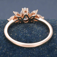 Rose Gold Pear Shaped Moissanite Cluster Vintage Engagement Ring