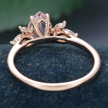 Rose Gold Pear Shaped Morganite Floral Cluster Promise Engagement Ring